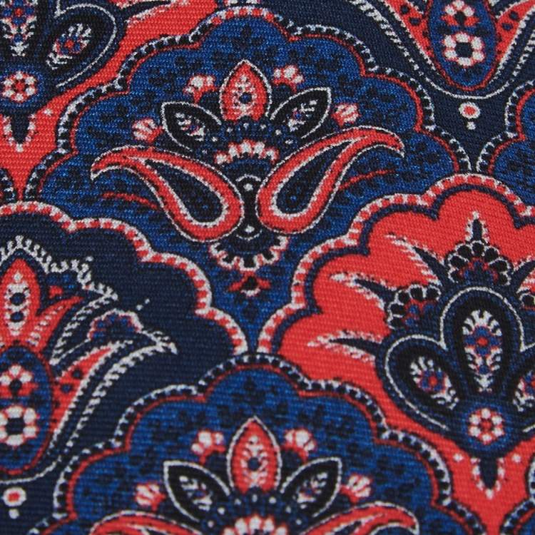Pre Owned Dunhill Blue Floral Paisley Printed Silk Tie