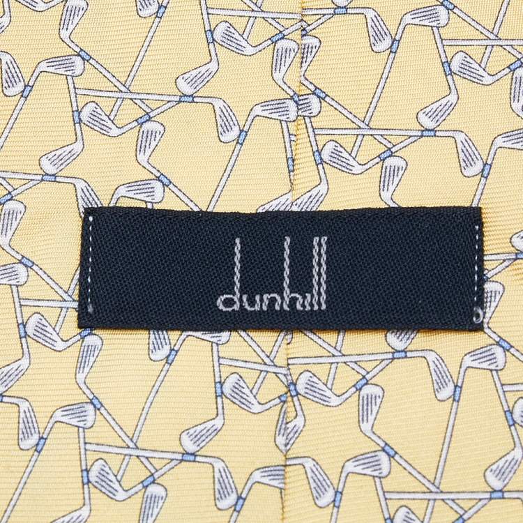 Pre Owned Dunhill Yellow Golf Clubs Print Silk Tie