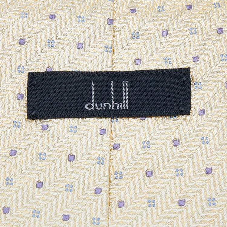 Pre Owned Dunhill Pale Yellow Micro Motif Silk Jacquard Tie