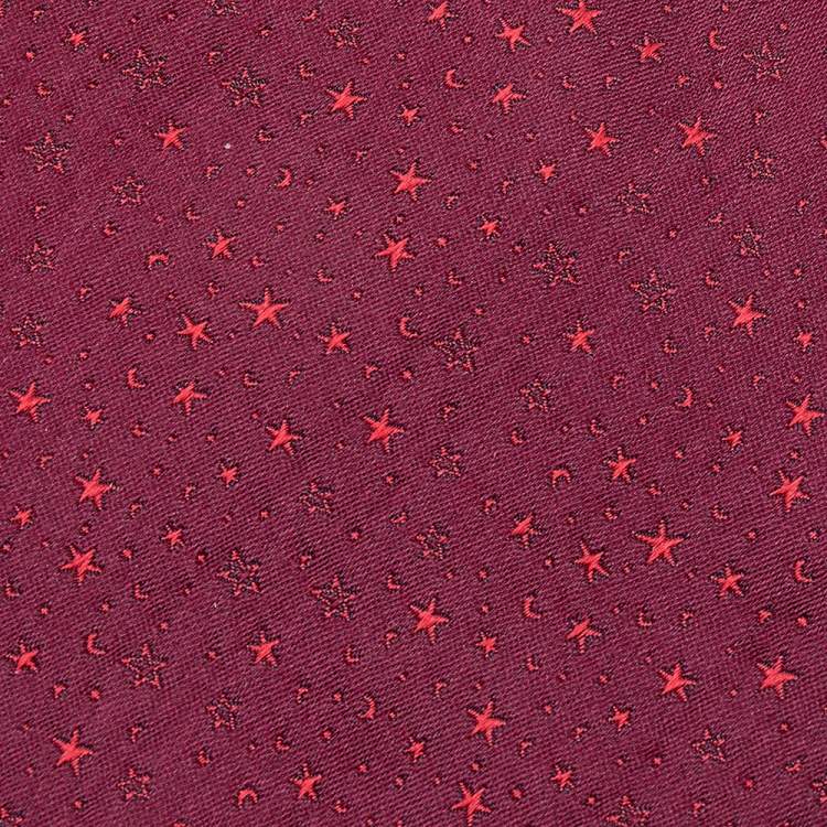 Pre Owned Dunhill Red Star Patterned Silk Jacquard Tie