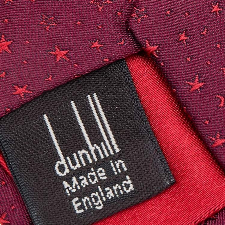 Pre Owned Dunhill Red Star Patterned Silk Jacquard Tie