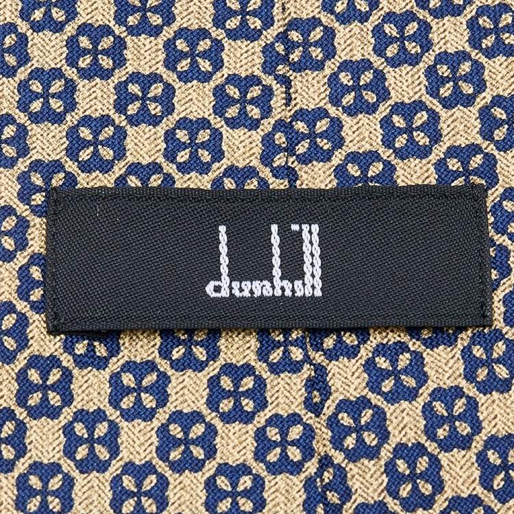Pre Owned Dunhill Cream Floral Printed Silk tie