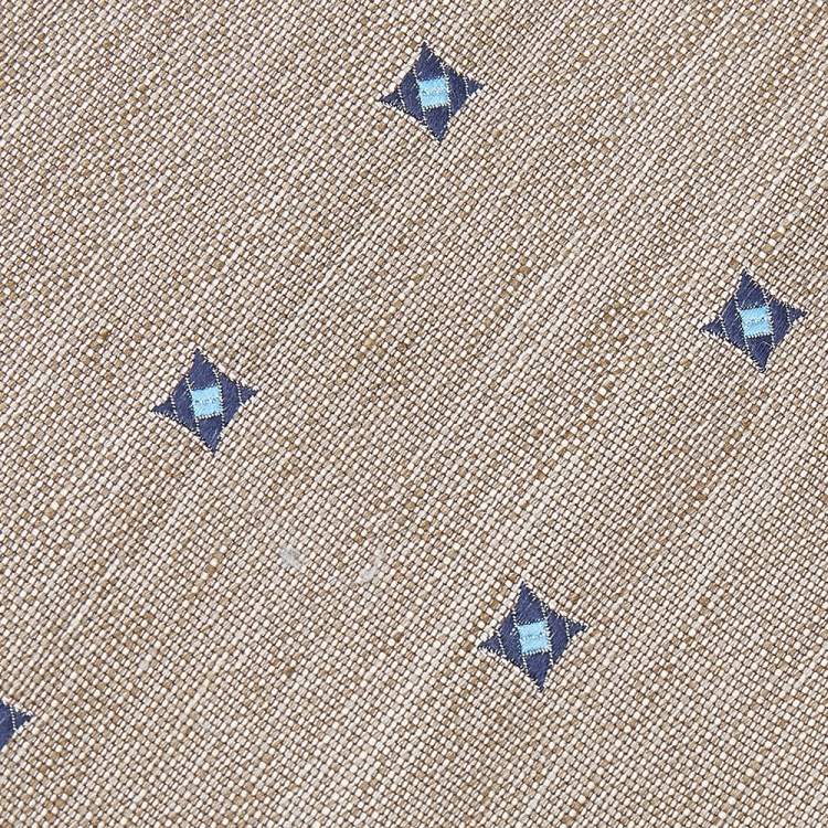 Pre Owned Dunhill Beige Diamond Patterned Silk & Linen Tie