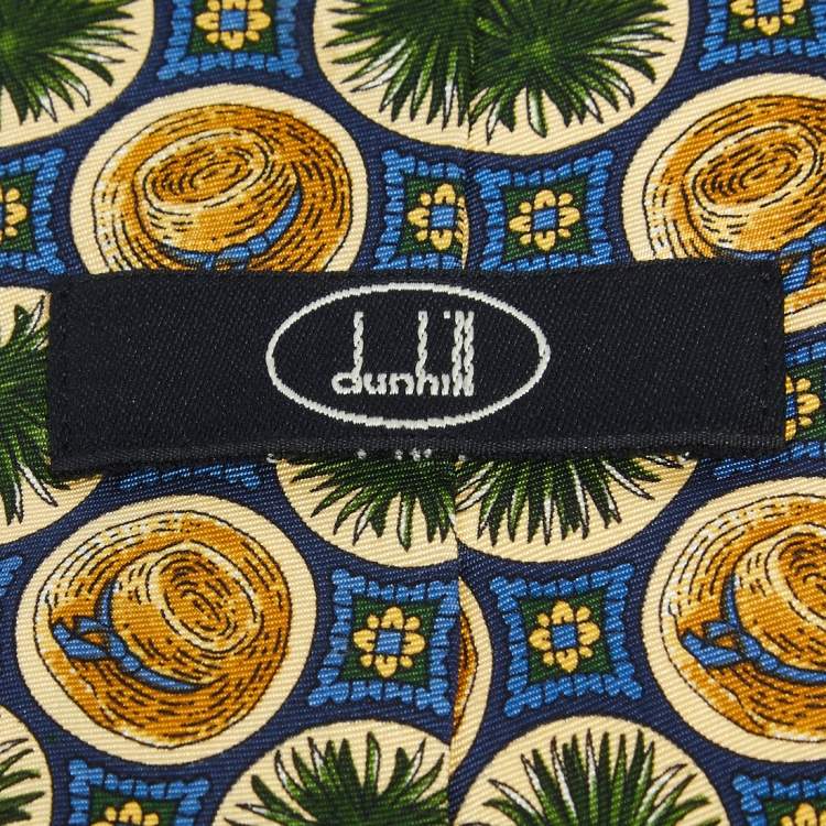 Pre Owned Dunhill Multicolor Beach Hat Printed Silk Tie