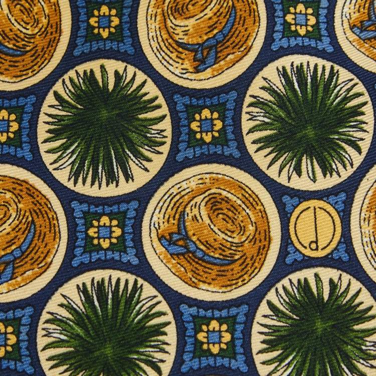 Pre Owned Dunhill Multicolor Beach Hat Printed Silk Tie