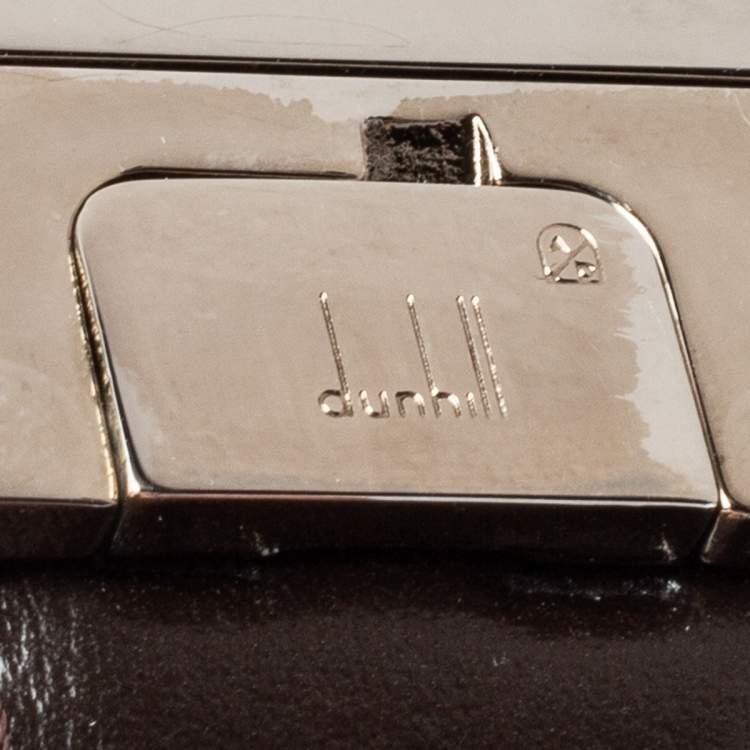 Pre Owned Dunhill Dark Brown/Black Leather Reversible Buckle Belt 