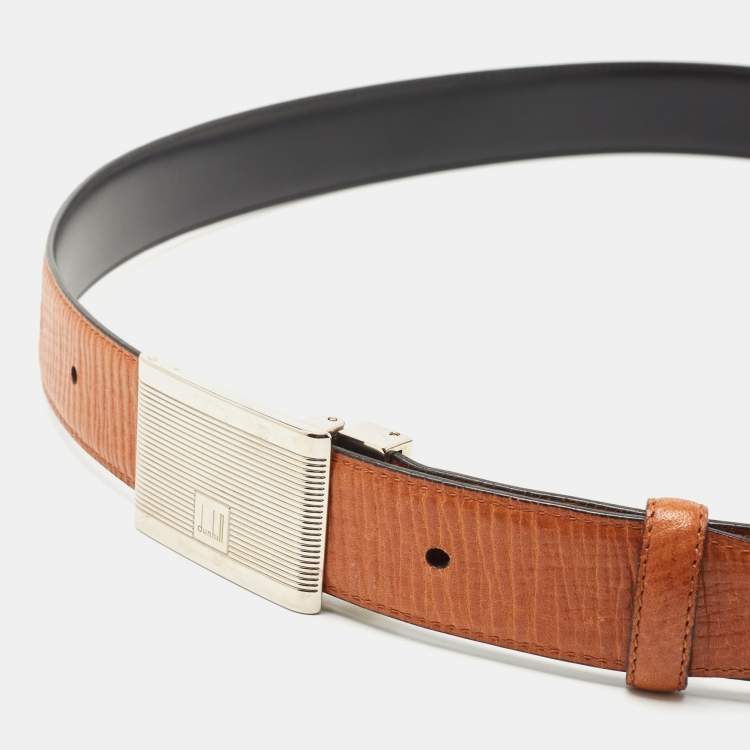Pre Owned Dunhill Tan Leather Buckle Belt 100CM