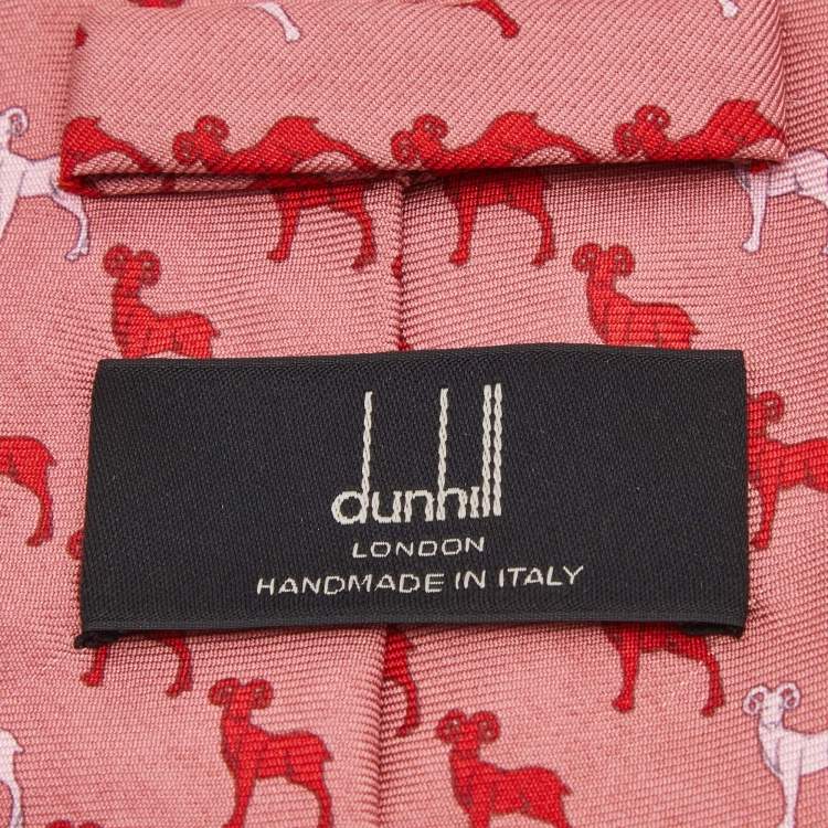 Pre Owned Dunhill Pink Animal Print Silk Tie