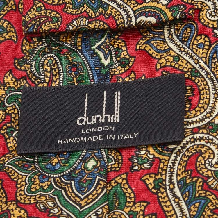 Pre Owned Dunhill Multicolor Large Paisley Print Silk  Tie