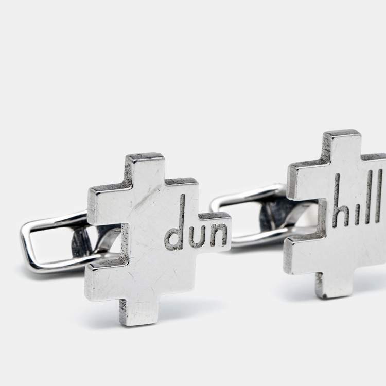 Pre Owned Dunhill Sterling Silver & Stainless Steel Puzzle Cufflinks