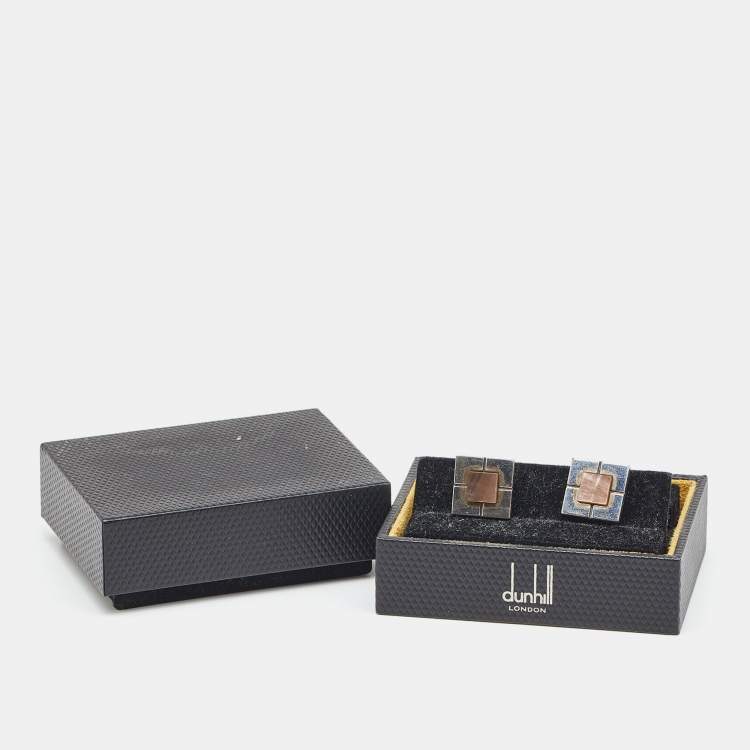 Pre Owned Dunhill Sterling Silver Square Patterned Cufflinks