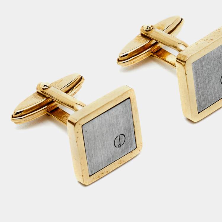 Dunhill Gold Silver Tone Square Toggle Cufflinks Dunhill TLC