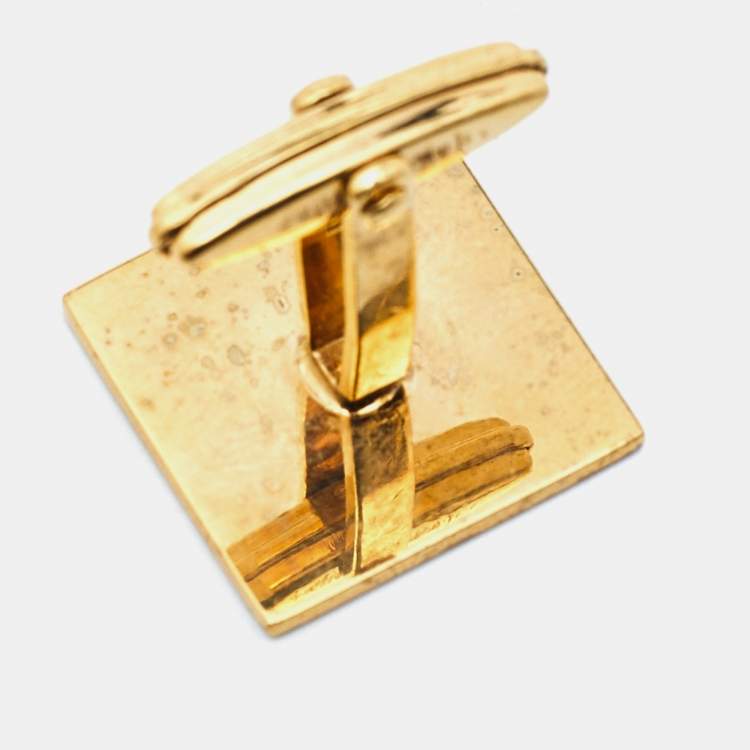 Pre Owned Dunhill Brushed Palladium and Gold Plated Cufflinks