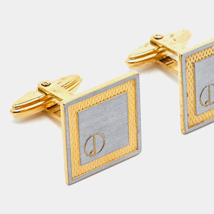 Pre Owned Dunhill Brushed Palladium and Gold Plated Cufflinks