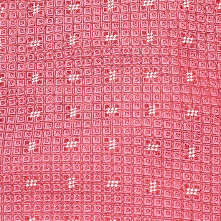 Pre Owned Dunhill Pink Floral Jacquard Mulberry Silk Tie 