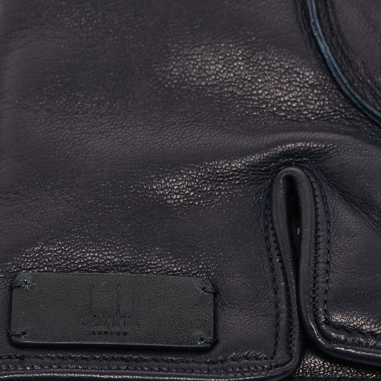 Pre Owned Dunhill Navy Blue Lambskin and Cashmere Gloves Size 8.5