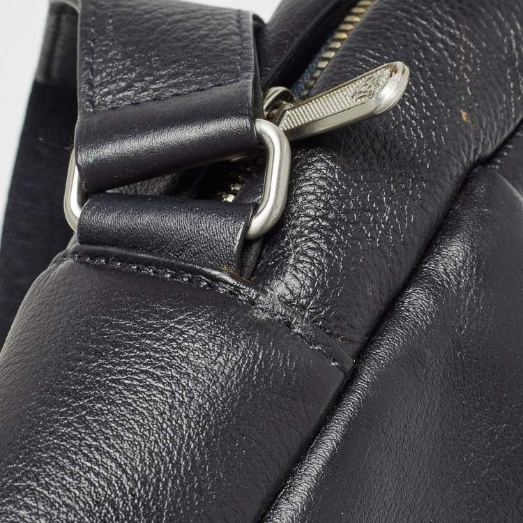 Pre Owned Dunhill Black Leather Zip Messenger Bag