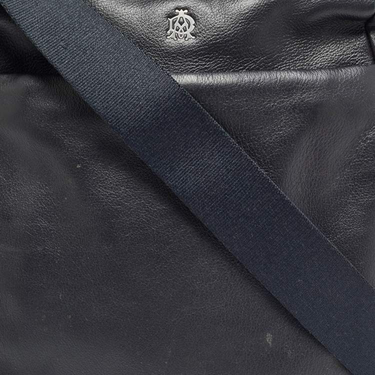 Pre Owned Dunhill Black Leather Zip Messenger Bag