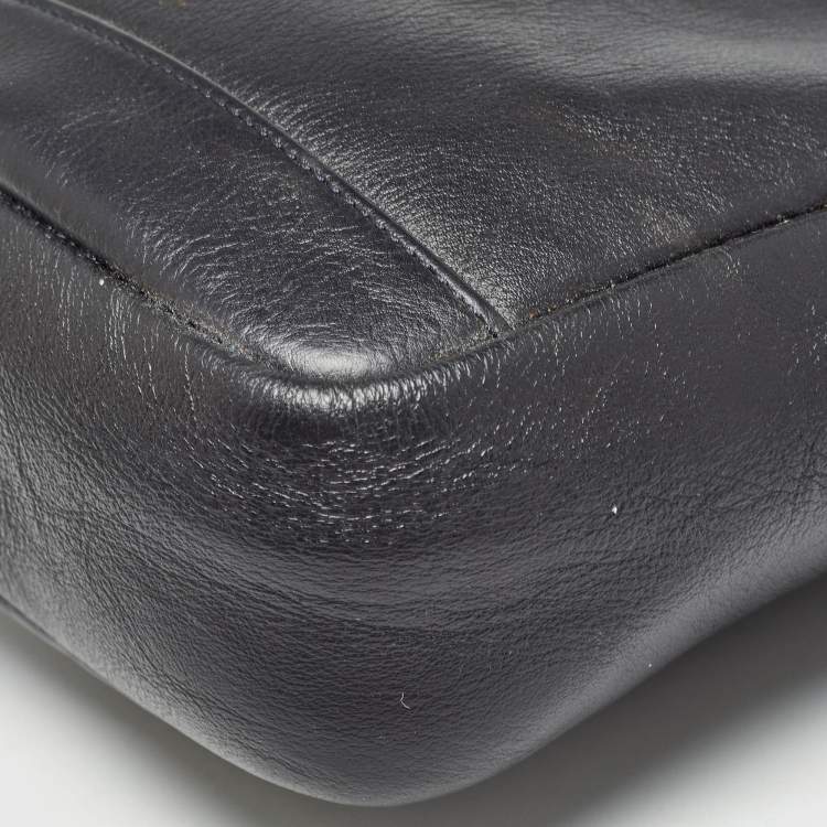 Pre Owned Dunhill Black Leather Zip Messenger Bag