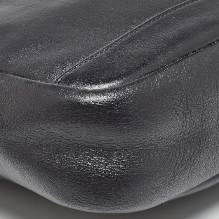 Pre Owned Dunhill Black Leather Zip Messenger Bag