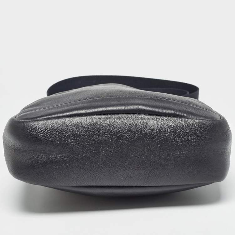 Pre Owned Dunhill Black Leather Zip Messenger Bag