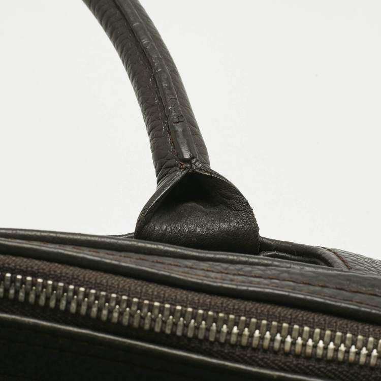 Pre Owned Dunhill Cacao Leather Double Gusset Briefcase