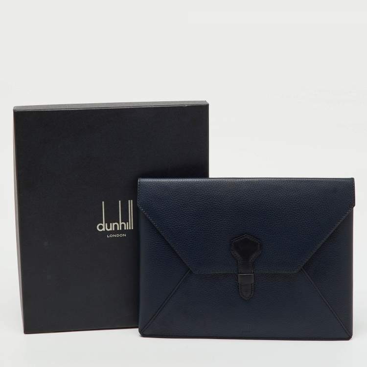 Pre Owned Dunhill Navy Blue Leather Boston Small Envelope Pouch