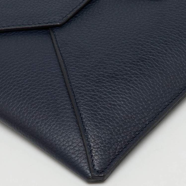 Pre Owned Dunhill Navy Blue Leather Boston Small Envelope Pouch