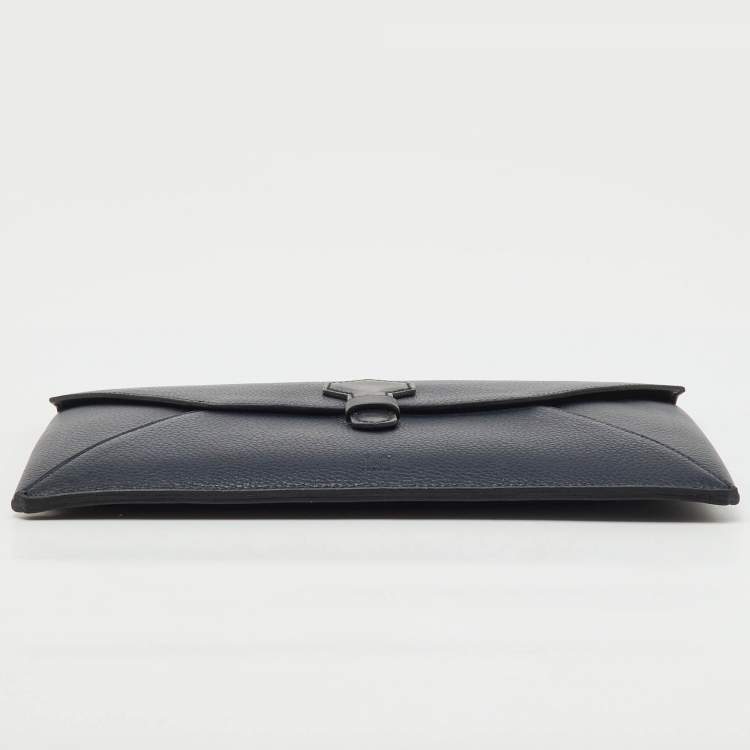 Pre Owned Dunhill Navy Blue Leather Boston Small Envelope Pouch