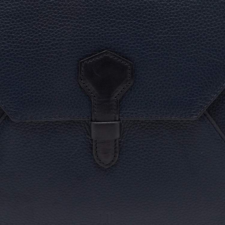 Pre Owned Dunhill Navy Blue Leather Boston Small Envelope Pouch