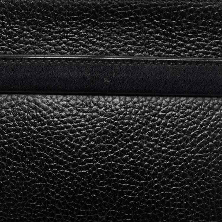 Pre Owned Dunhill Black Leather Zip Wristlet Pouch