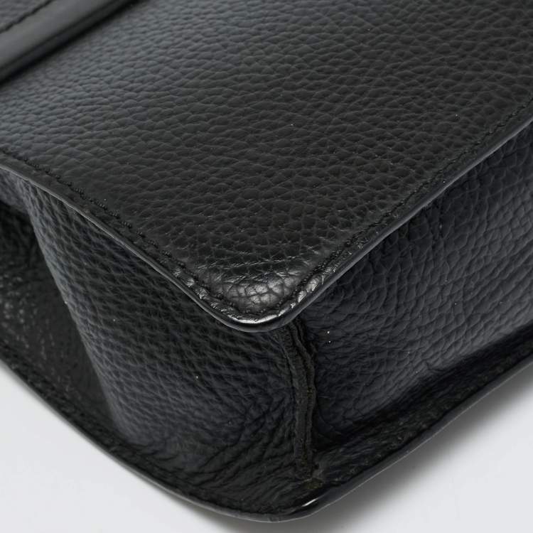 Pre Owned Dunhill Black Leather Zip Wristlet Pouch