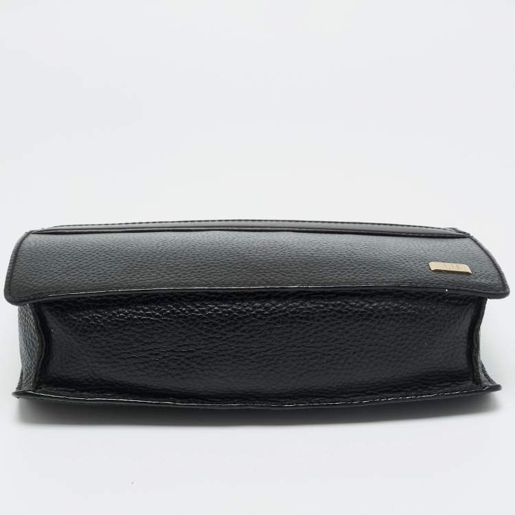 Pre Owned Dunhill Black Leather Zip Wristlet Pouch