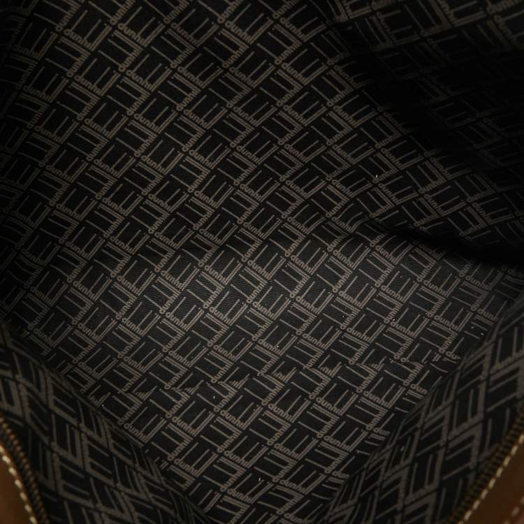 Pre Owned Dunhill Black/Brown Coated Canvas and Leather Document Pouch