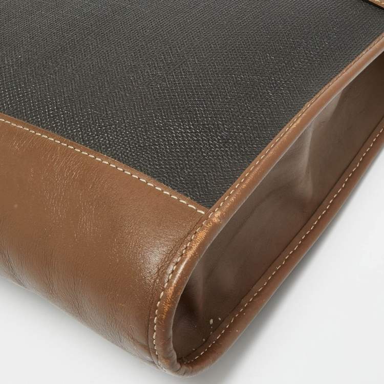 Pre Owned Dunhill Black/Brown Coated Canvas and Leather Document Pouch