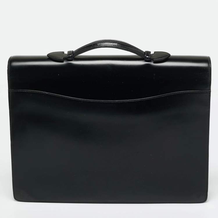 Pre Owned Dunhill Black Glossy Leather Confidential Briefcase