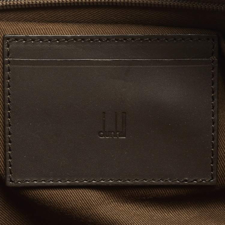 Pre Owned Dunhill Brown Canvas and Leather Logo Zip Pouch