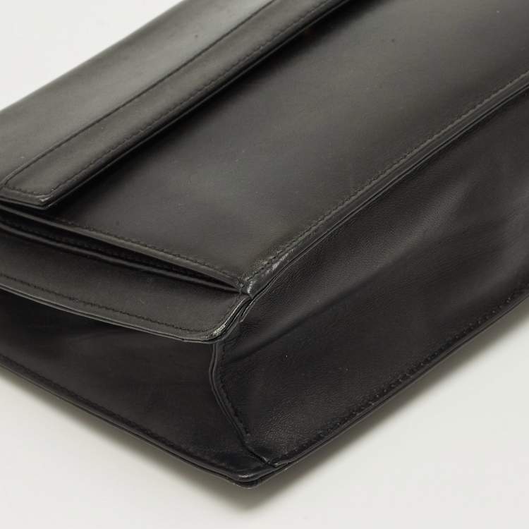 Pre Owned Dunhill Black Wristlet Leather Zip Pouch