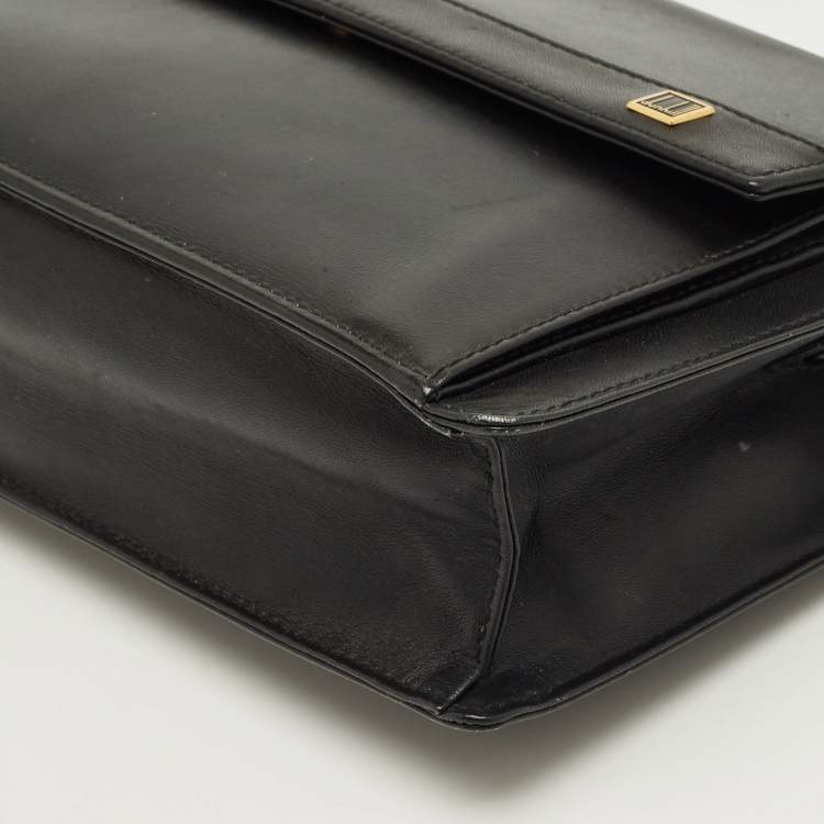 Pre Owned Dunhill Black Wristlet Leather Zip Pouch