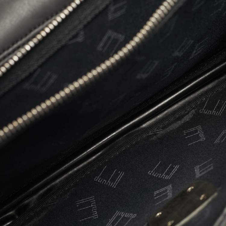 Pre Owned Dunhill Alfred Black Leather and Nylon Pouch