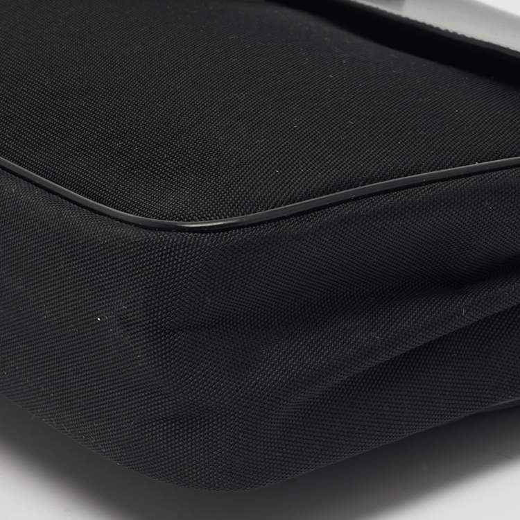 Pre Owned Dunhill Alfred Black Leather and Nylon Pouch