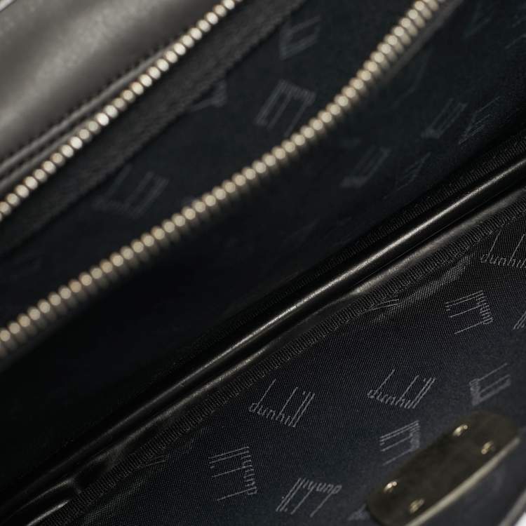 Pre Owned Dunhill Alfred Black Leather and Nylon Pouch