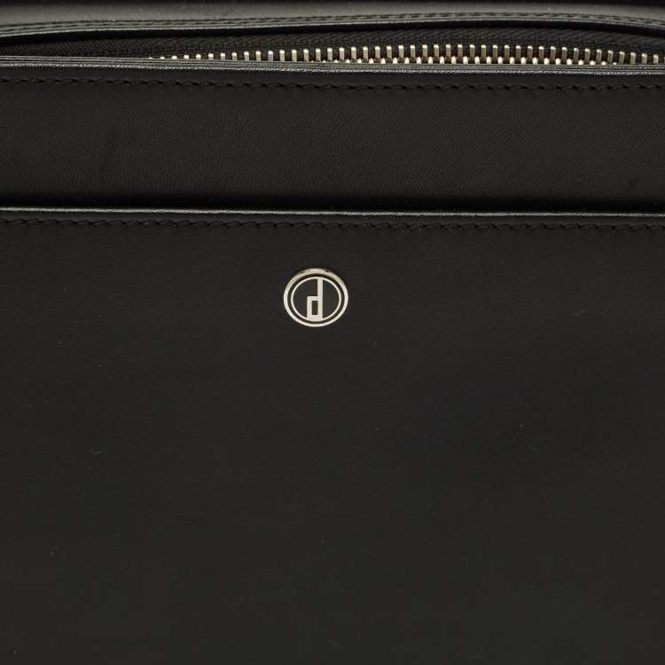 Pre Owned Dunhill Black Leather Zip Wristlet Pouch
