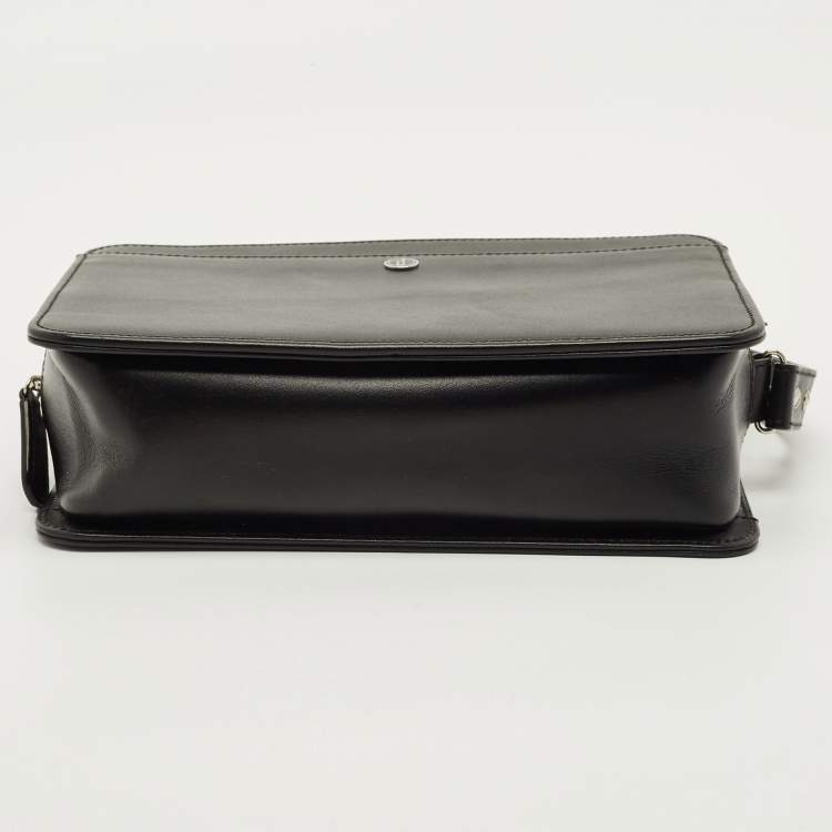 Pre Owned Dunhill Black Leather Zip Wristlet Pouch