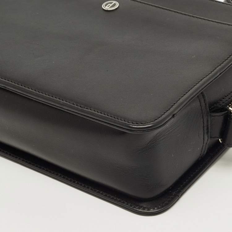 Pre Owned Dunhill Black Leather Zip Wristlet Pouch