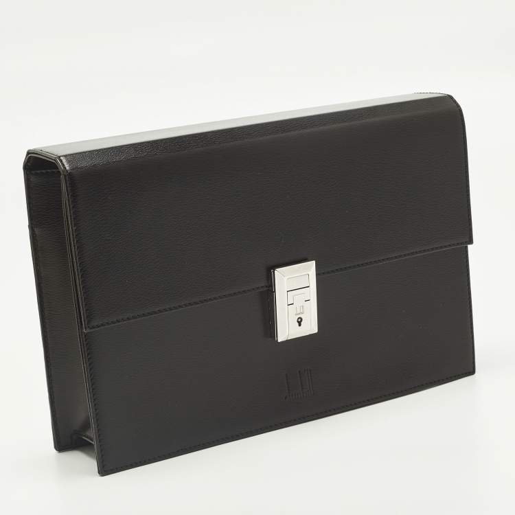 Pre Owned Dunhill Black Leather Wristlet Clutch