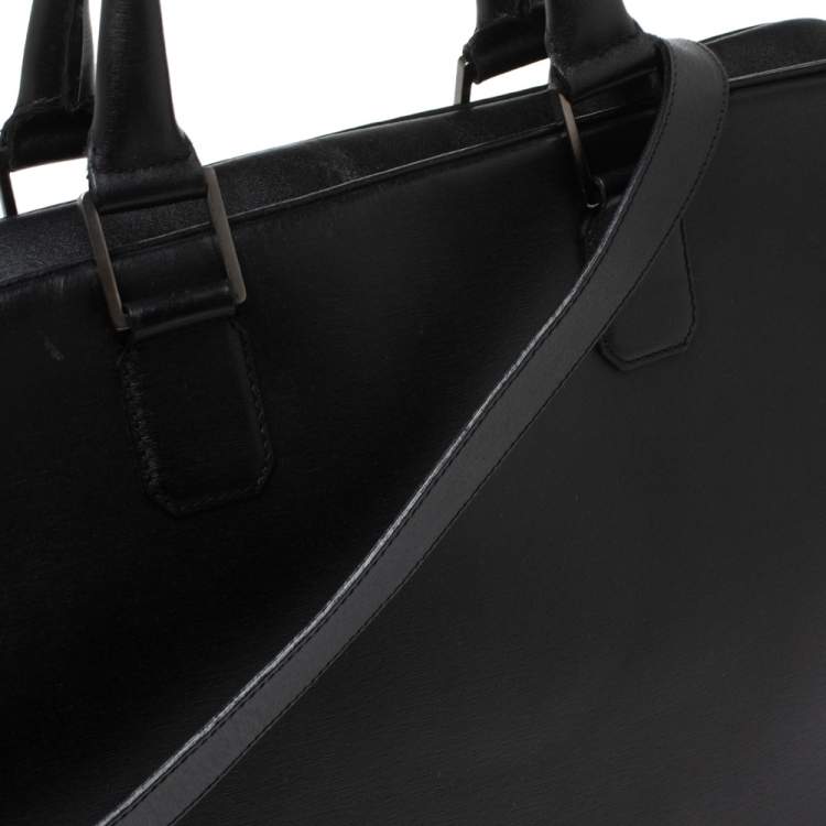 Pre Owned Dunhill Black Leather Single Document Briefcase
