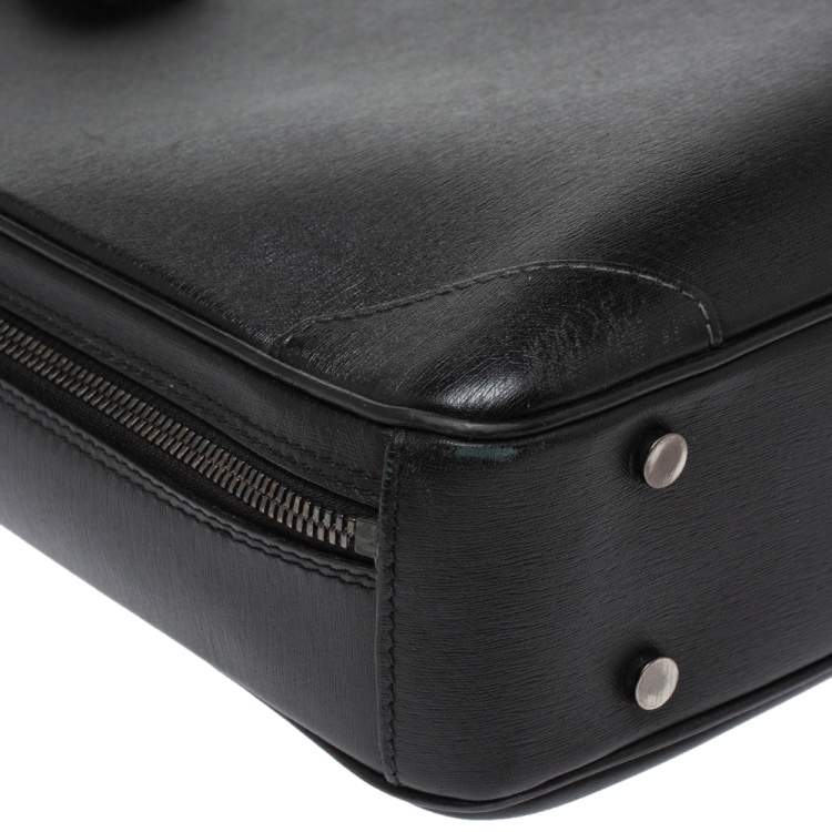 Pre Owned Dunhill Black Leather Single Document Briefcase