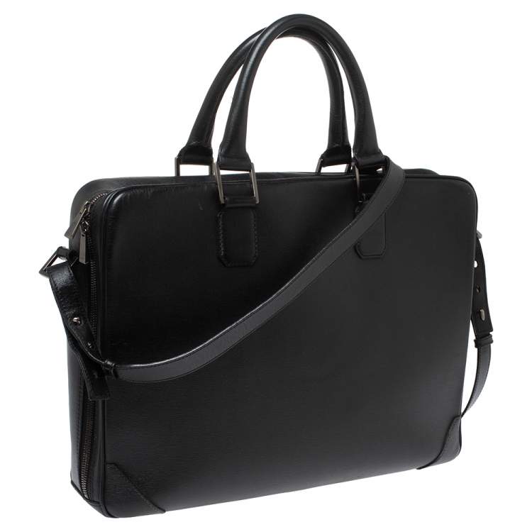 Pre Owned Dunhill Black Leather Single Document Briefcase