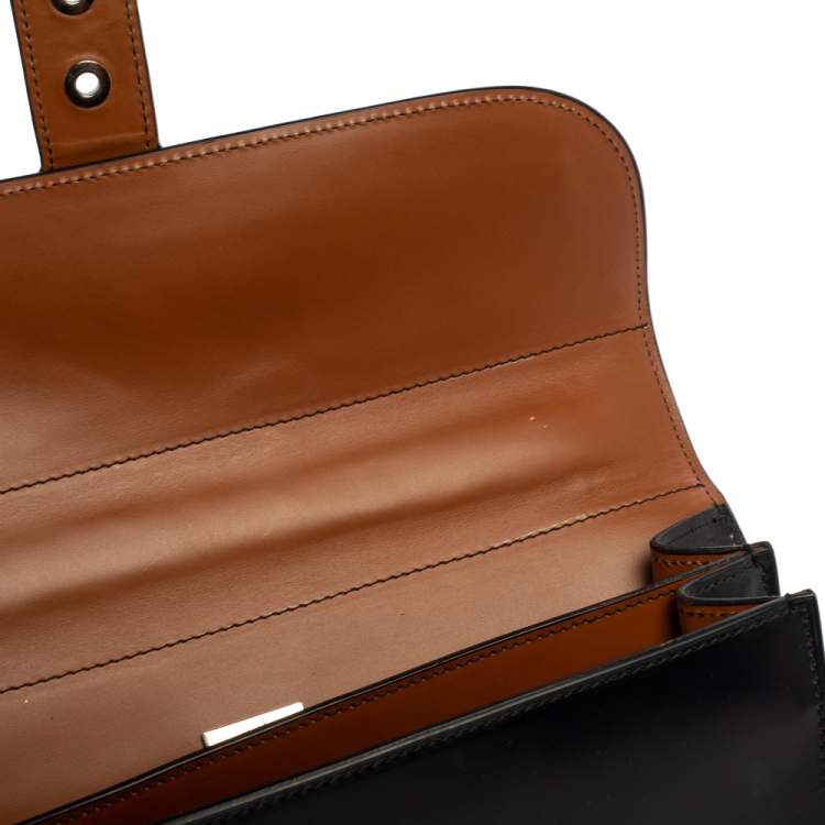 Pre Owned Dunhill Black Leather Wristlet Clutch 